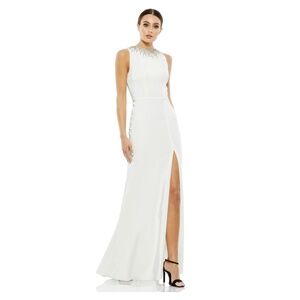 NWT Ieena for Mac Duggal Sleeveless Rhinestone Collar Column Gown - size 6